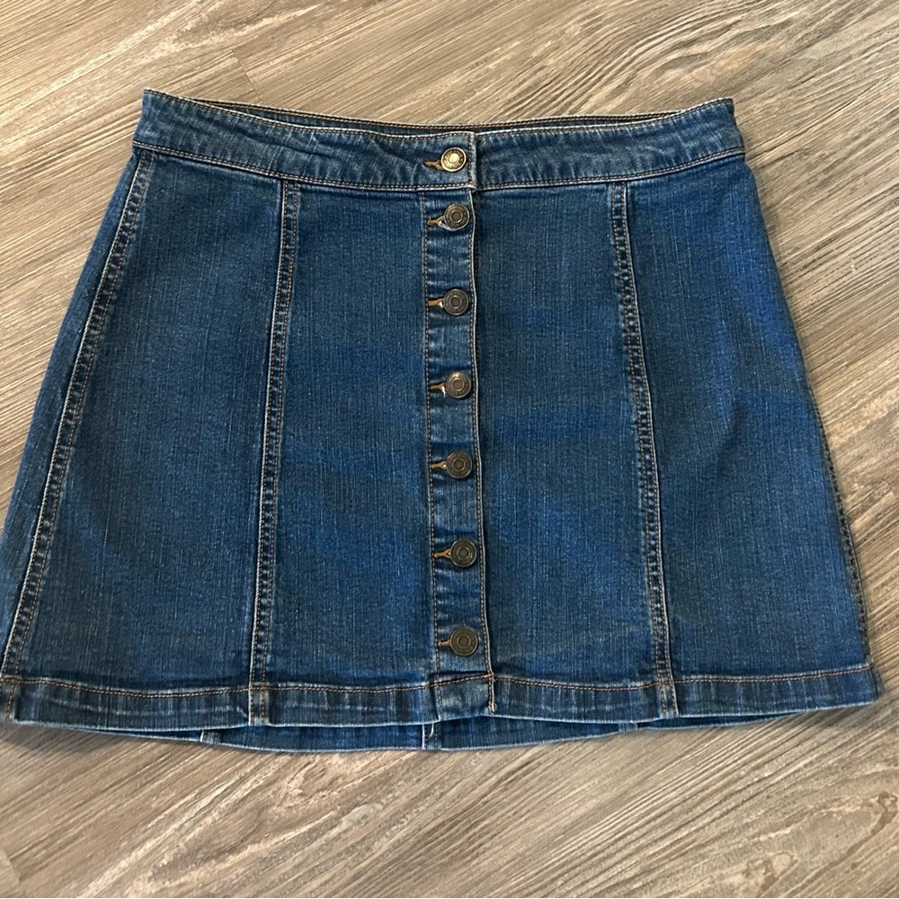 Mudd Blue Denim Button-Up Mini Skirt